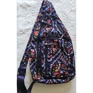 Vera Bradley Lighten Up Essential Sling Backpack In Purple Foxwood NWOT